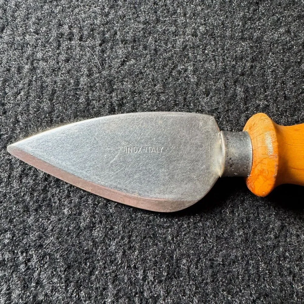 Inox Italy Parmesan Cheese Knife Wooden Handle Hard Cheese Wedge Tool Vintage